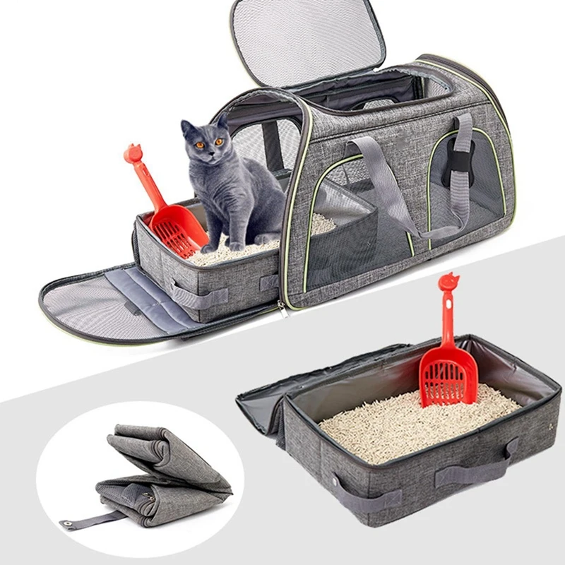 

Foldable Cat For Travel Litter Tray Leakproof With Zipped Lid Portable Cat Toilet For Hotel Car Outdoors 35 X 45Cm Easy To Use