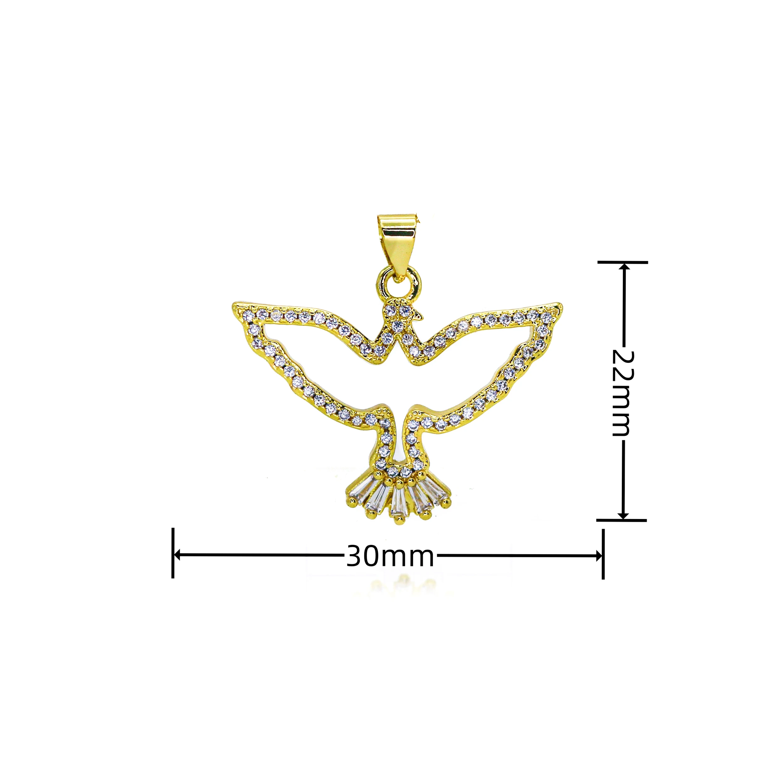 Полые подвески Святой Дух золотого цвета для ожерелья браслетов серег с фианитом