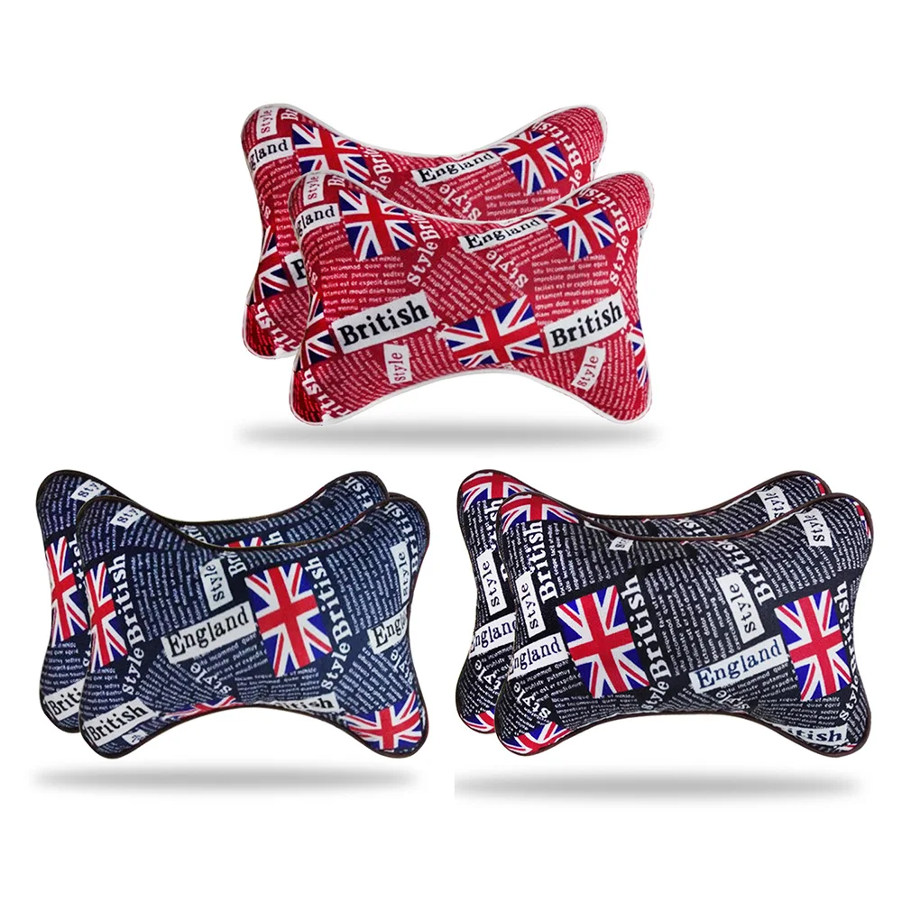

QFHETJIE 2022 New Car Headrest Universal Linen Breathable Head Neck Pillow British Style Auto Safety Accessories for Sale