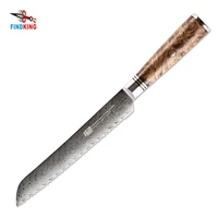 findking damascus kitchen knife 67 layers damascus vg10 steel 8 inch sharp bread knife serrated sapele wood handle cooking tools