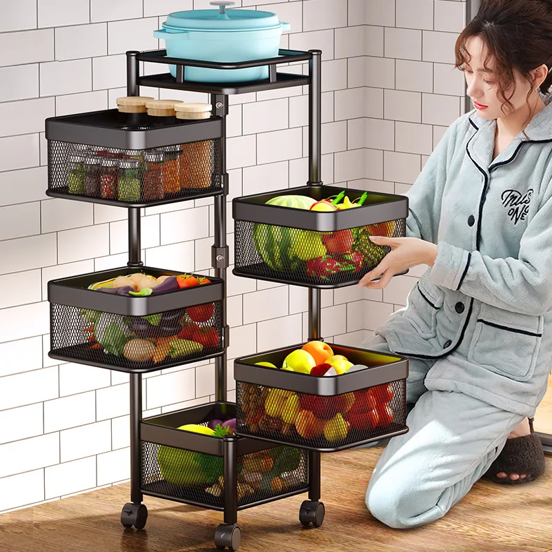 

Напольная Мобильная вращающаяся стойка для хранения овощей фруктов кухонная ванная стойка для хранения вращающийся органайзер для кухни