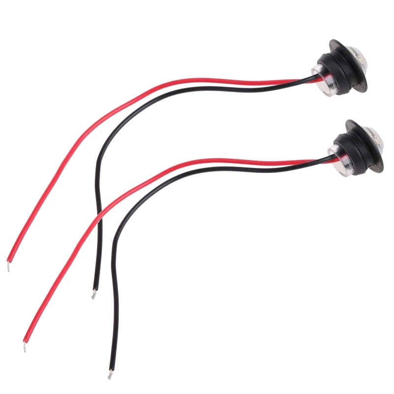 2X мини-белый 3/4-дюймовый круглый боковой 3-х светодиодный габаритный фонарь для