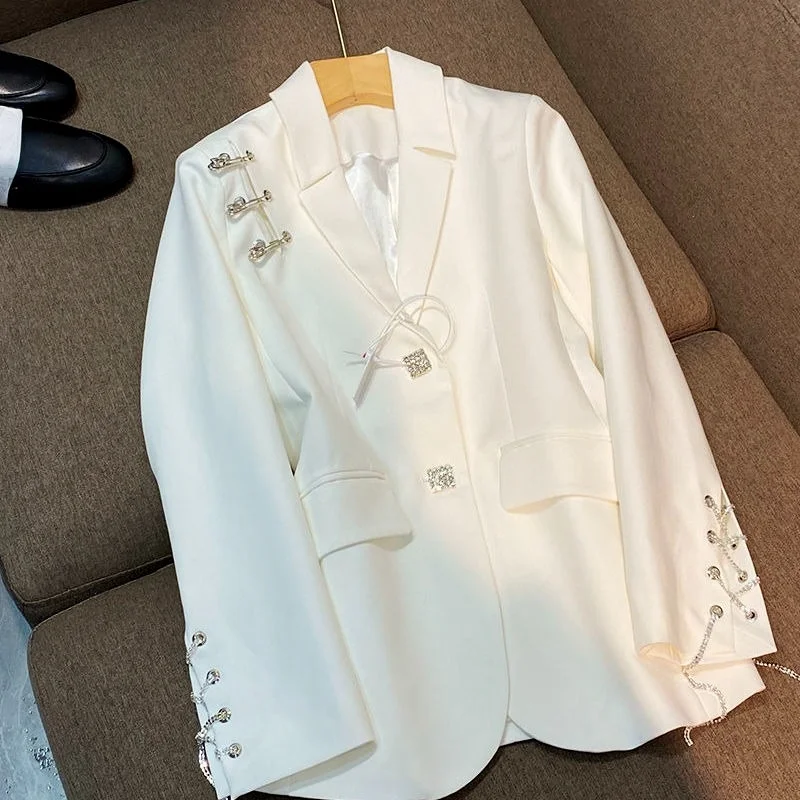 

A GIRLS Lace Up Long Sleeve Blazer Coat Women Korean Notched Collar Suit Jacket Causal 2022 Spring Fashion Blazers Feminimos
