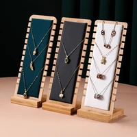 solid wood jewelry display stand necklace showcase bamboo holder pendant long chain handing necklace earrings jewelry organizer