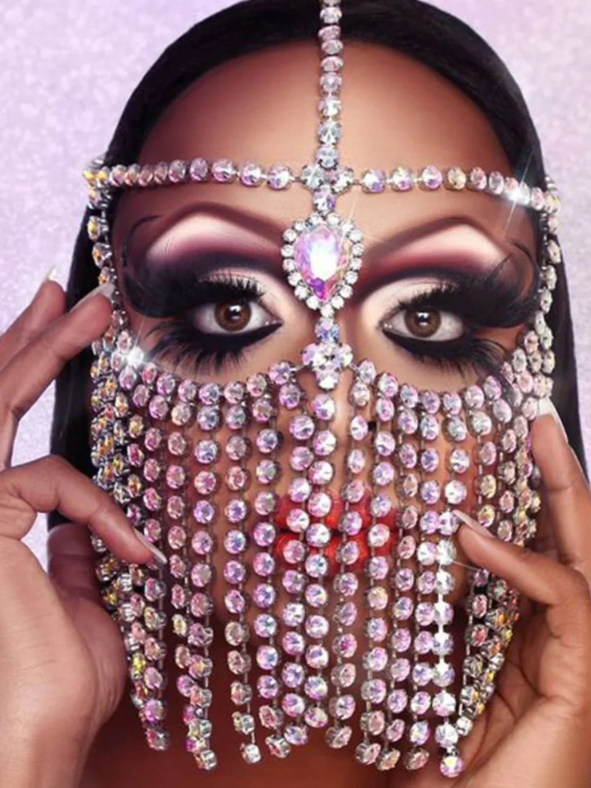 Роскошная европейская и американская маска фэн-шуй с бриллиантами бахромой