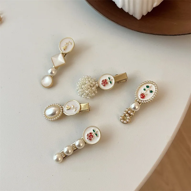 

Pearl Duck Beak Clip Retro Lady Hair Clip Side Clip Temperament Broken Hair Bangs Clip Simple Trend Clip