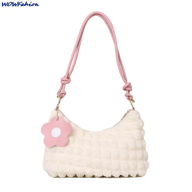 

Women Small Handbags Fashion Bubble Flower Shoulder Crossbody Bag Shopper Folded Cloud Bag Female Top-Handle Bags Purses Ins
