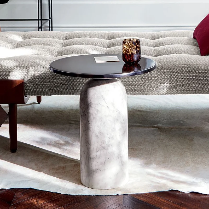 

Nordic modern natural marble top creative living room stainless steel side tables wholesale customization