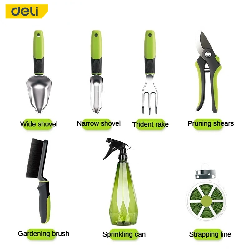 Deli exquisite gardening tools, garden lawn field transplant gardening bonsai tools, shovels, rakes, pruning scissors hand tools