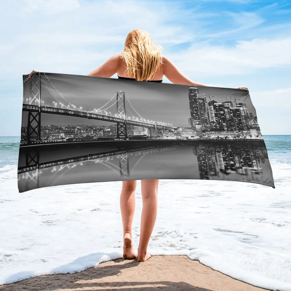 

Черно-белое раннее крупное пляжное полотенце для взрослых, дорожная мочалка, портативное полотенце для лица в спа-ванную