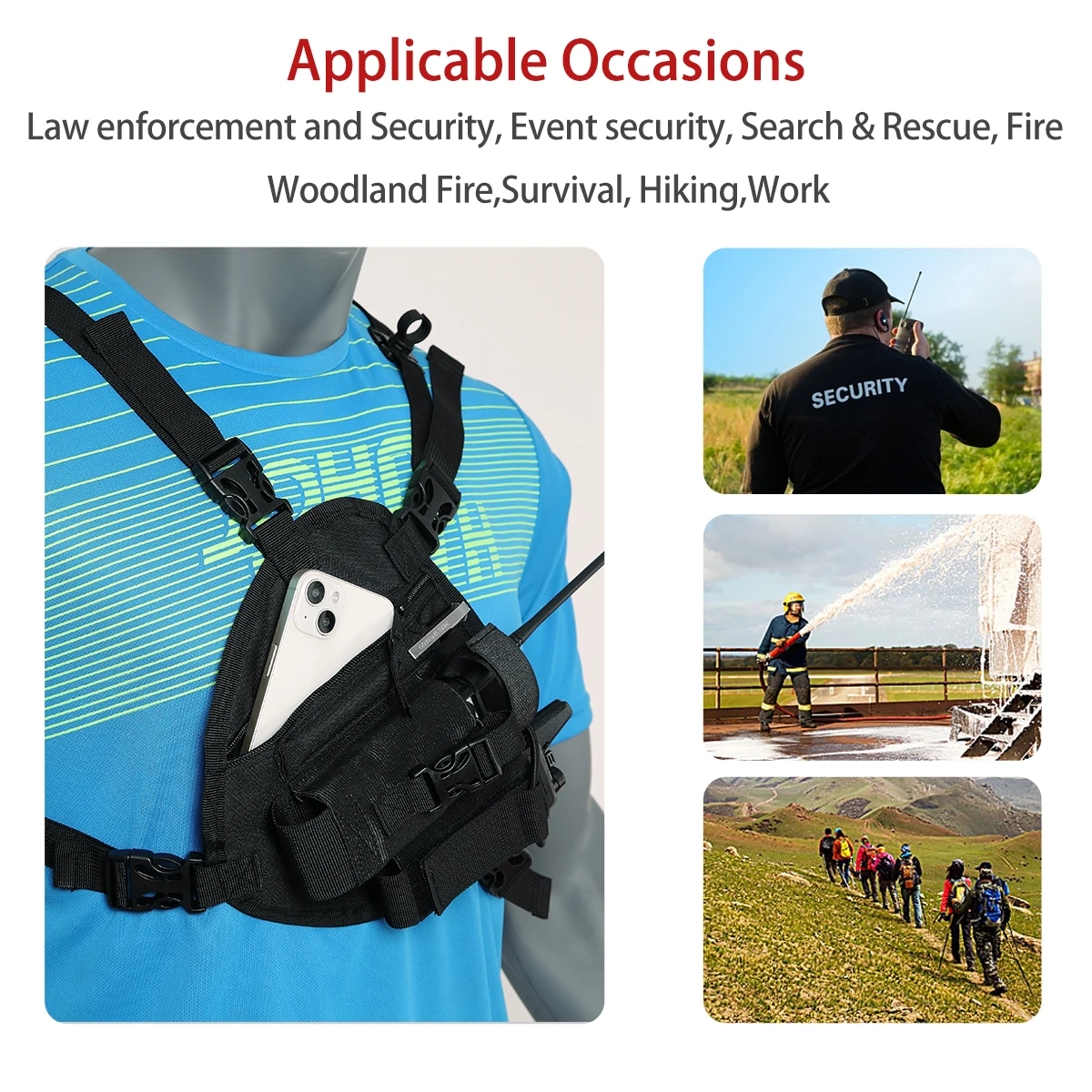 Walkie Talkie Harness Chest Front Pack Pouch Holster Carry Bag for Baofeng UV-5R UV-13 PRO UV-9R BF-888S TYT Motorola