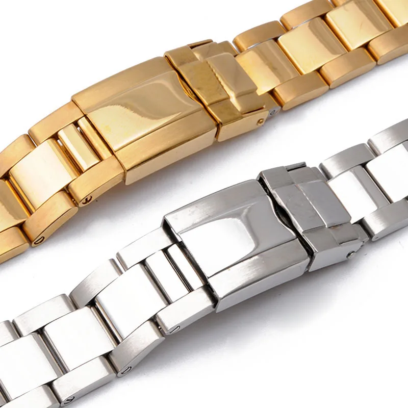 Stainless steel strap men's watch accessories17mm20mm for Rolex Daytona series arc mouth waterproof steel strap women watch band
