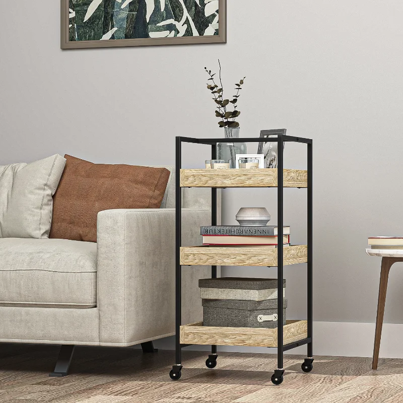 

Multi-purpose Wooden Cart Brown Mix Particle Board [US Stock]
