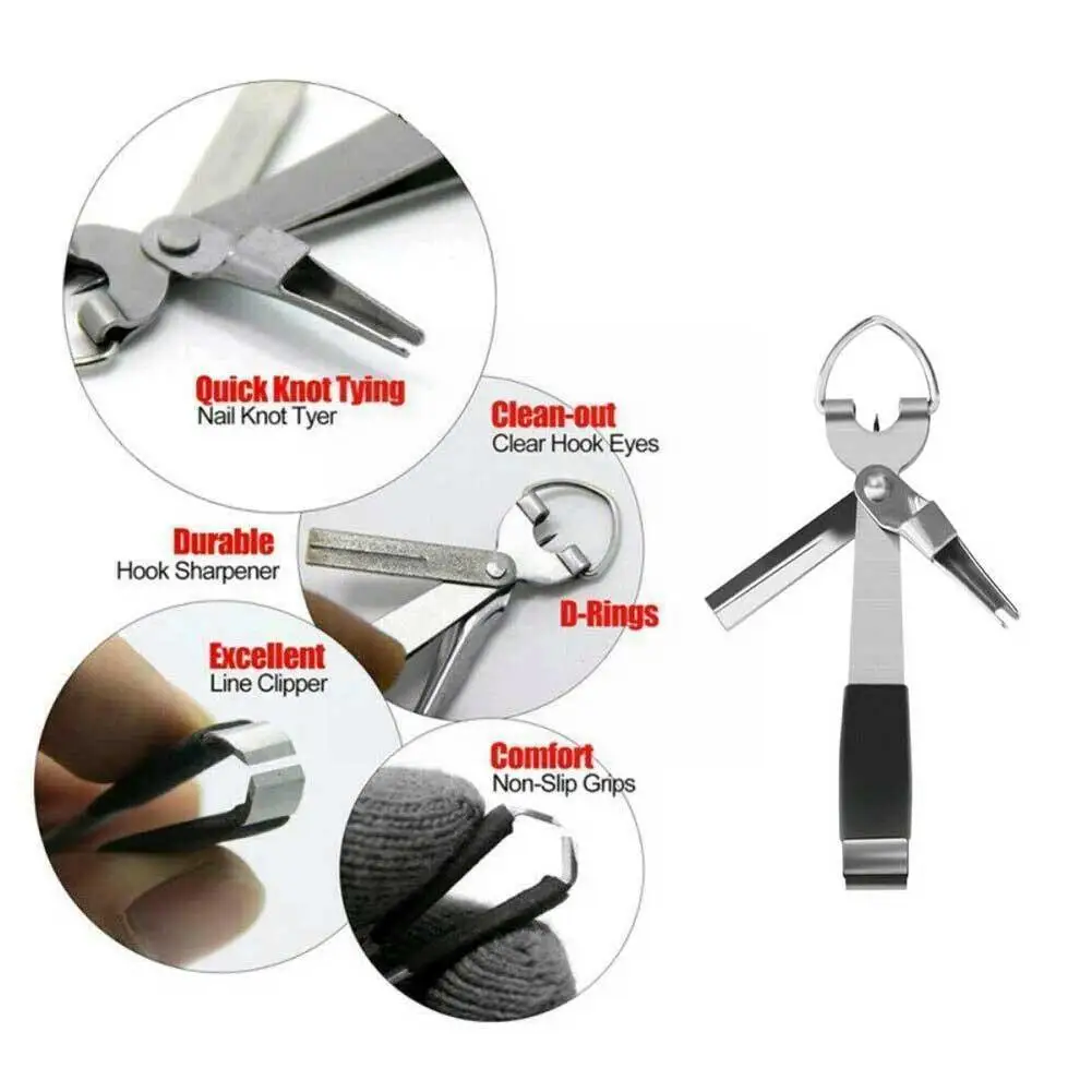 

4in1 Multifunctional Fishing Pliers Quick Knot Tool Sharpener Line Tie Fast Cutter Tying Fly Nail Knotter Nipper Ho K1n5