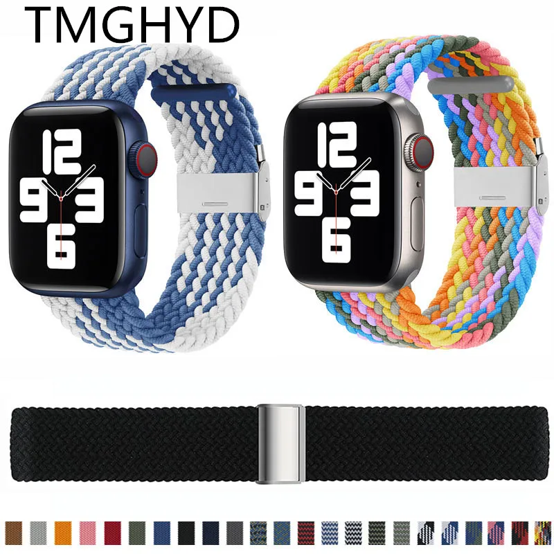 

Эластичная Пряжка для Apple watch Band 45 мм 44 мм 49 мм Series UItra 8 7 6 5 4 SE 42 мм iwatch, нейлоновая ткань