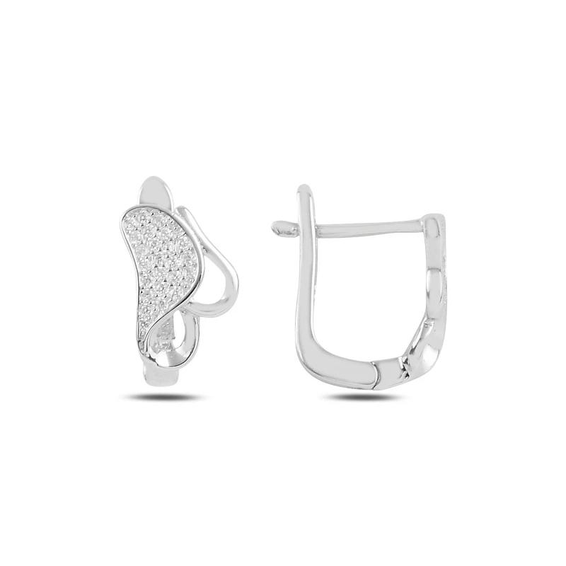

Silver 925 Sterling Zircon Cubic Zirconia J Earrings