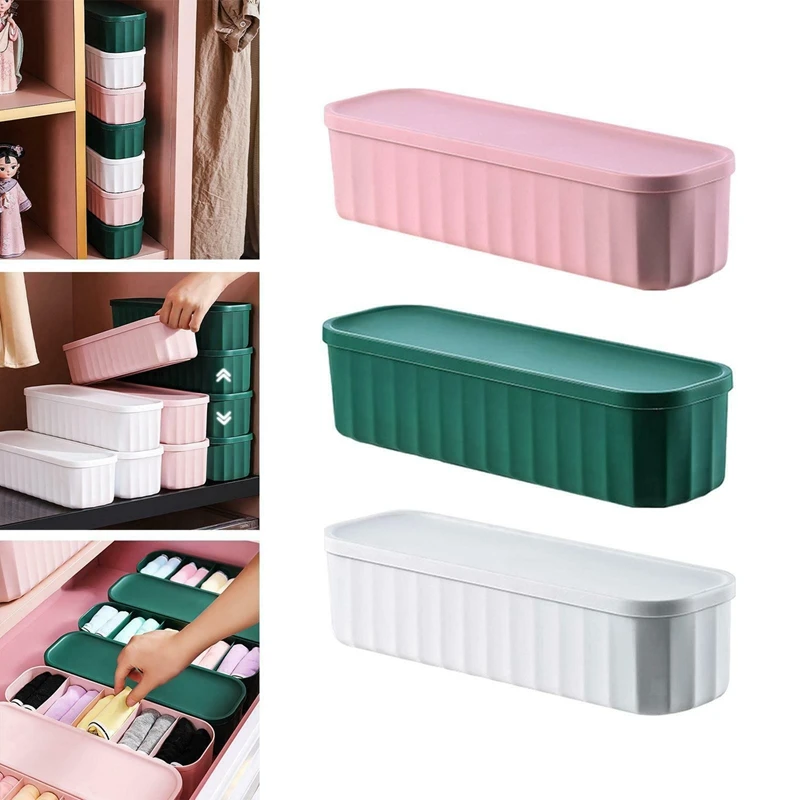 

6 Storage Case Drawer Organizers With Cover For Handkerchiefs Socks Underwear Storage Box For Wardrobe Dormitory