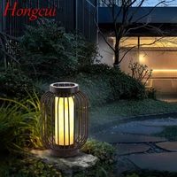 hongcui outdoor modern lawn lamp dolomite led vintage solar lighting waterproof ip65 for patio garden indoor lantern decor