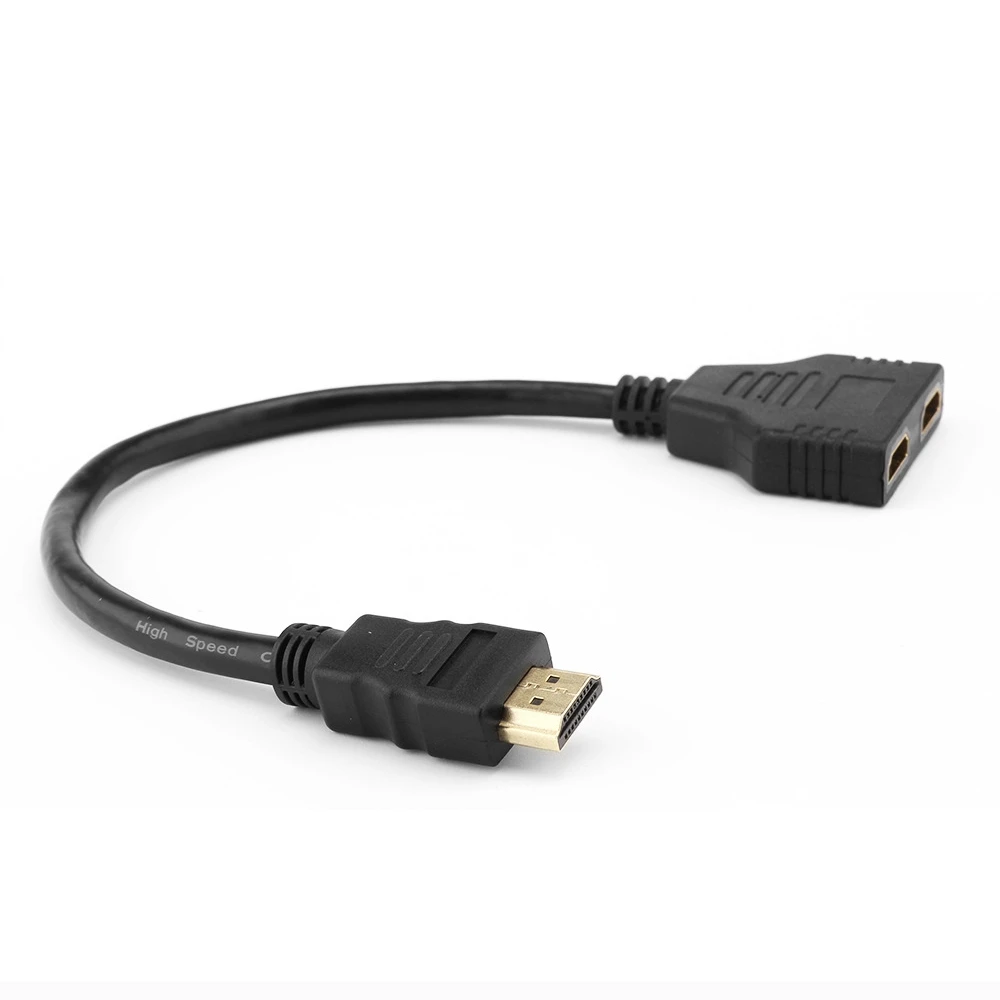 Hdmi сплиттер один в два штекер-двойной гнездо адаптер кабель для двух конвертеров