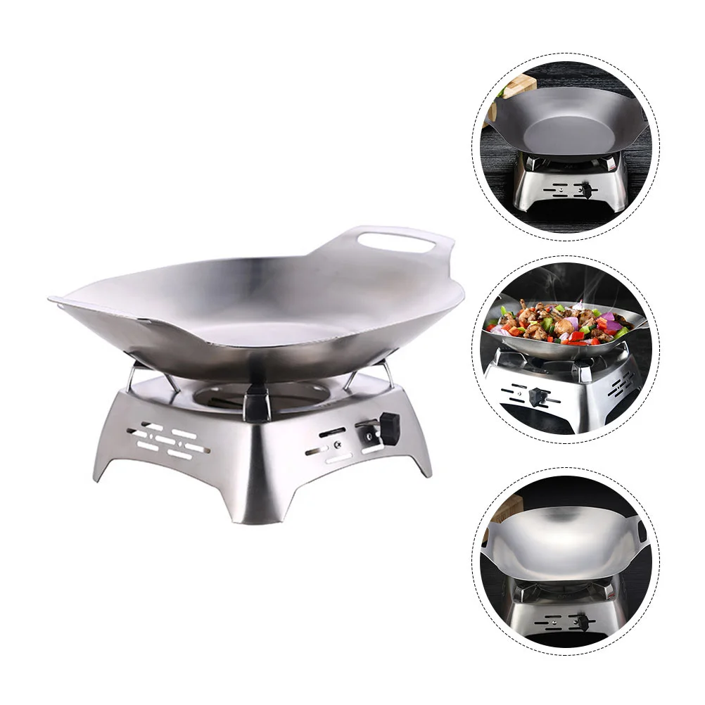 

Pan Cooking Stove Iron Fry Griddle Fryingcamp Wok Mini Hot Pot Metal Stick Holder Non Fuel Dish Stovetop Furnace Cooker Chafing