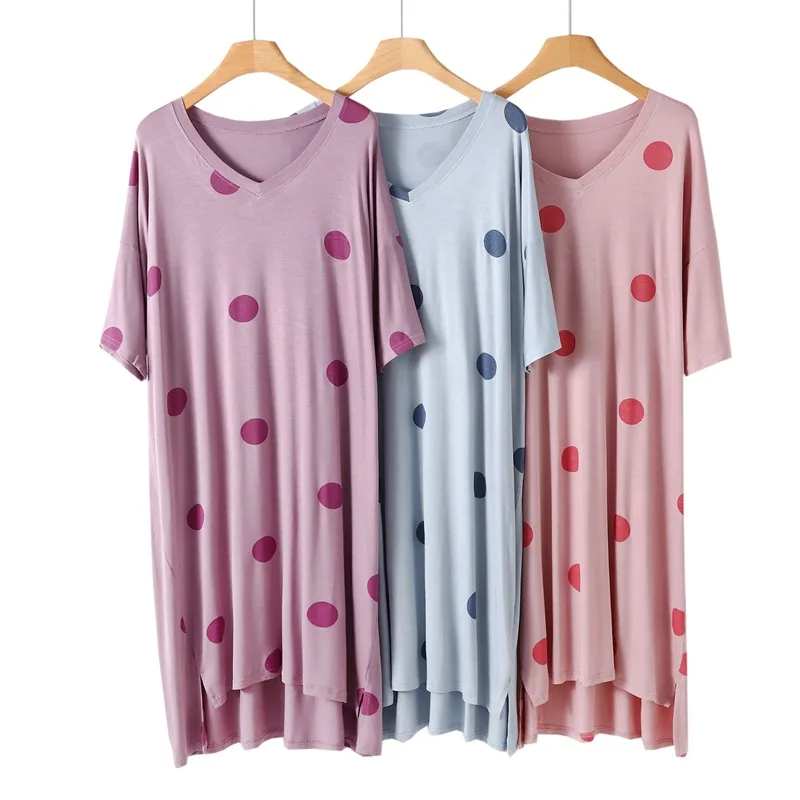 

Sleeping Dress Women Nighty Pyjama Pijama Femme Modal Dot Printed Pajamas 2023 New Plus Size Casual DRESS Homewear Nightdress