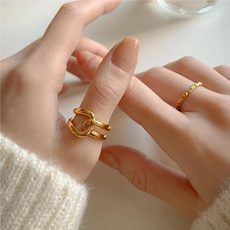 

Silvology Real 925 Sterling Silver Double Layer Cross Line Rings for Women Twine Tie a Knot Japan Korea Ring Simple Fine Jewelry