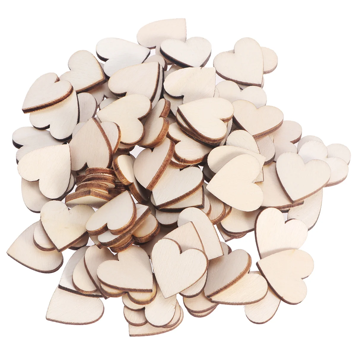 

100pcs 20mm Blank Heart Wood Slices Discs for DIY Crafts Embellishments (Wood Color)