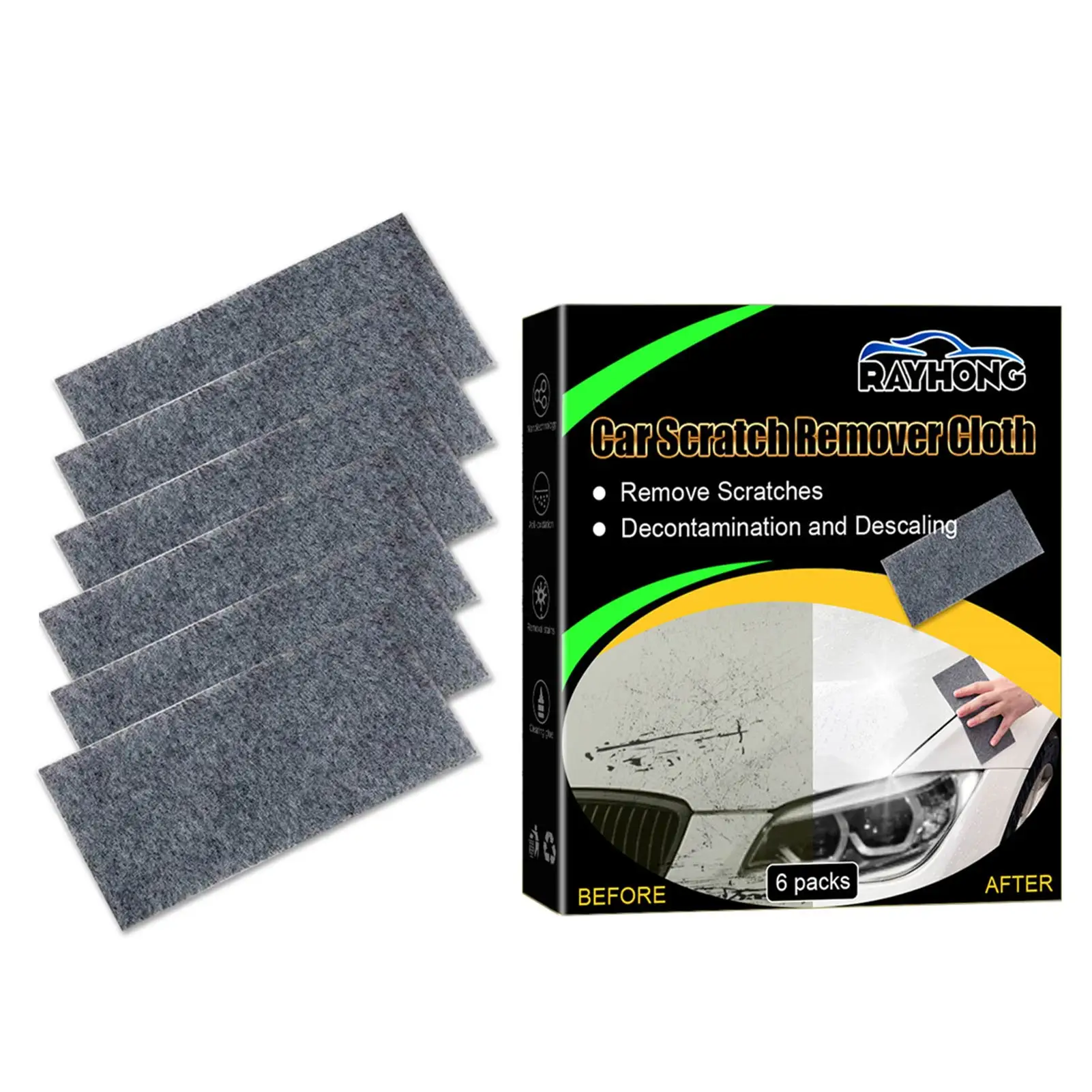 

6PCS Magic Rag Fix Clear Car Scratch Repair Cloth Nano Meterial Auto Scratch Repair Tool Car Detailing Tools Wash Accessories