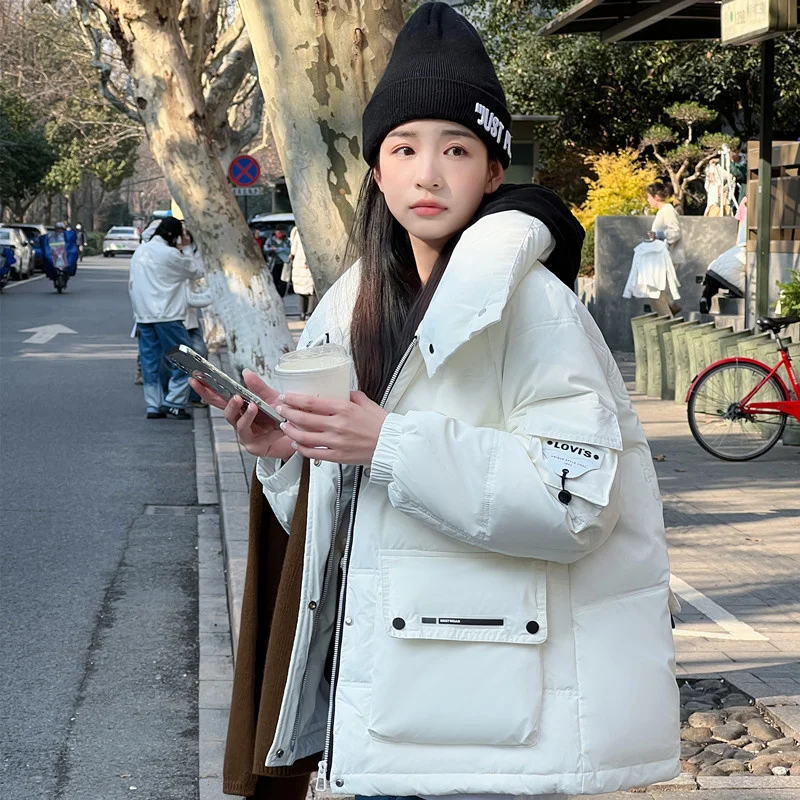 2022 Korean winter new down jacket women's short stand collar candy color fashion cotton jacket trend