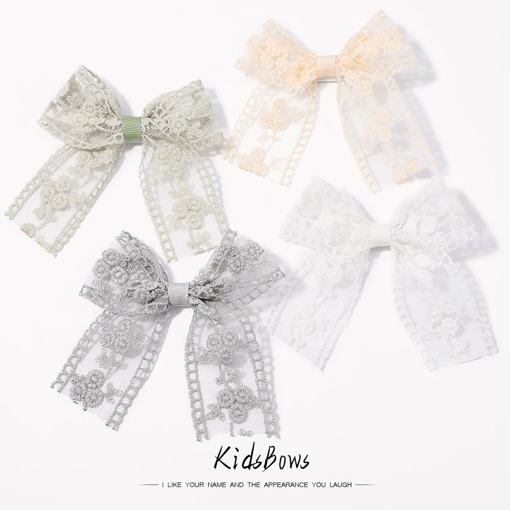 

Cute Lady Princess Style Lace Embroidery Bow Knot Children's Hair Accessories Hair Clip All-inclusive Clip Ponytail wholesale
