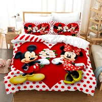 mickey minnie mouse red love wave point couples bedding sets euro australia cartoon 3d duvet cover sets pillowcases new bed sets