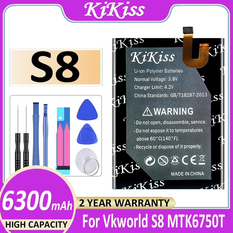 

Original KiKiss Powerful Battery S 8 6300mAh for Vkworld S8 MTK6750T Bateria