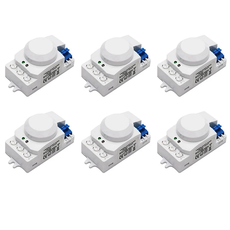 

6X 5.8Ghz HF System LED Microwave 360 Degree Motion Sensor Light Switch Body Motion Detector,White