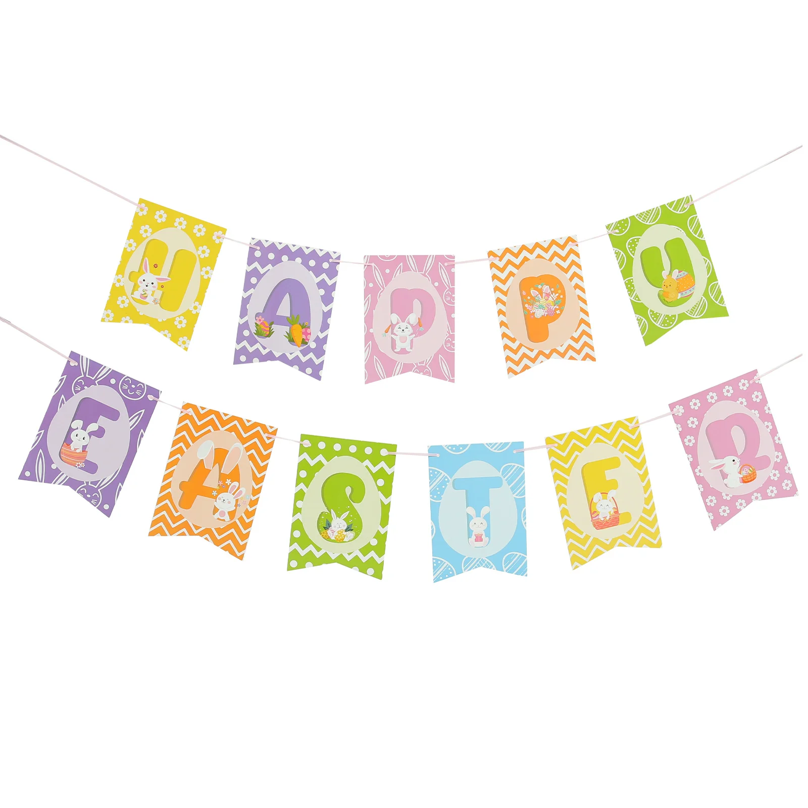 

1 Set of Cartoon Rabbit Banner Pendant Easter Paper Bunting Background Photo Prop