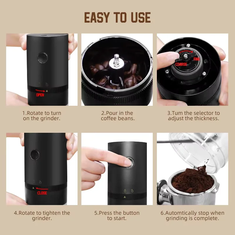 2024 многофункциональная электрическая кофемолка мини ручная умная портативная