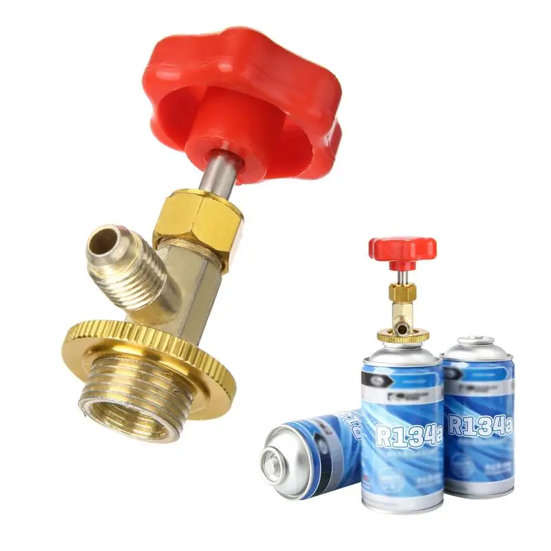

R134A Valve Tool Bottle Opener Brass Valve Bottle Opener Car Refrigerant Can Bottle Tap Opener Valve Tool Red