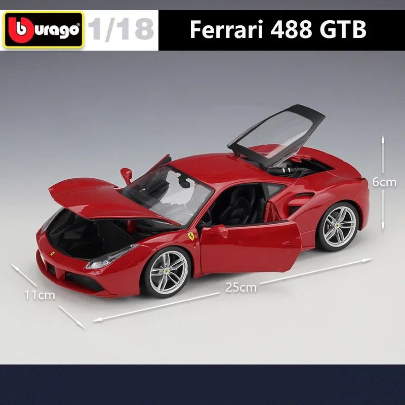 Модель спортивного автомобиля Bburago Ferrari 488 GTB из сплава 1:18 модель литая