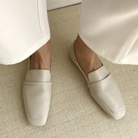 u double cow leather square toe women flats casual loafers women shoe without heel spring autumn mules woman simple shoes 2022