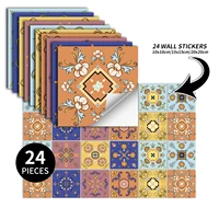24pcs morocco style tile stickers walls self adhesive waterproof kitchen bathroom bedroom wall decoration home mural art decals
