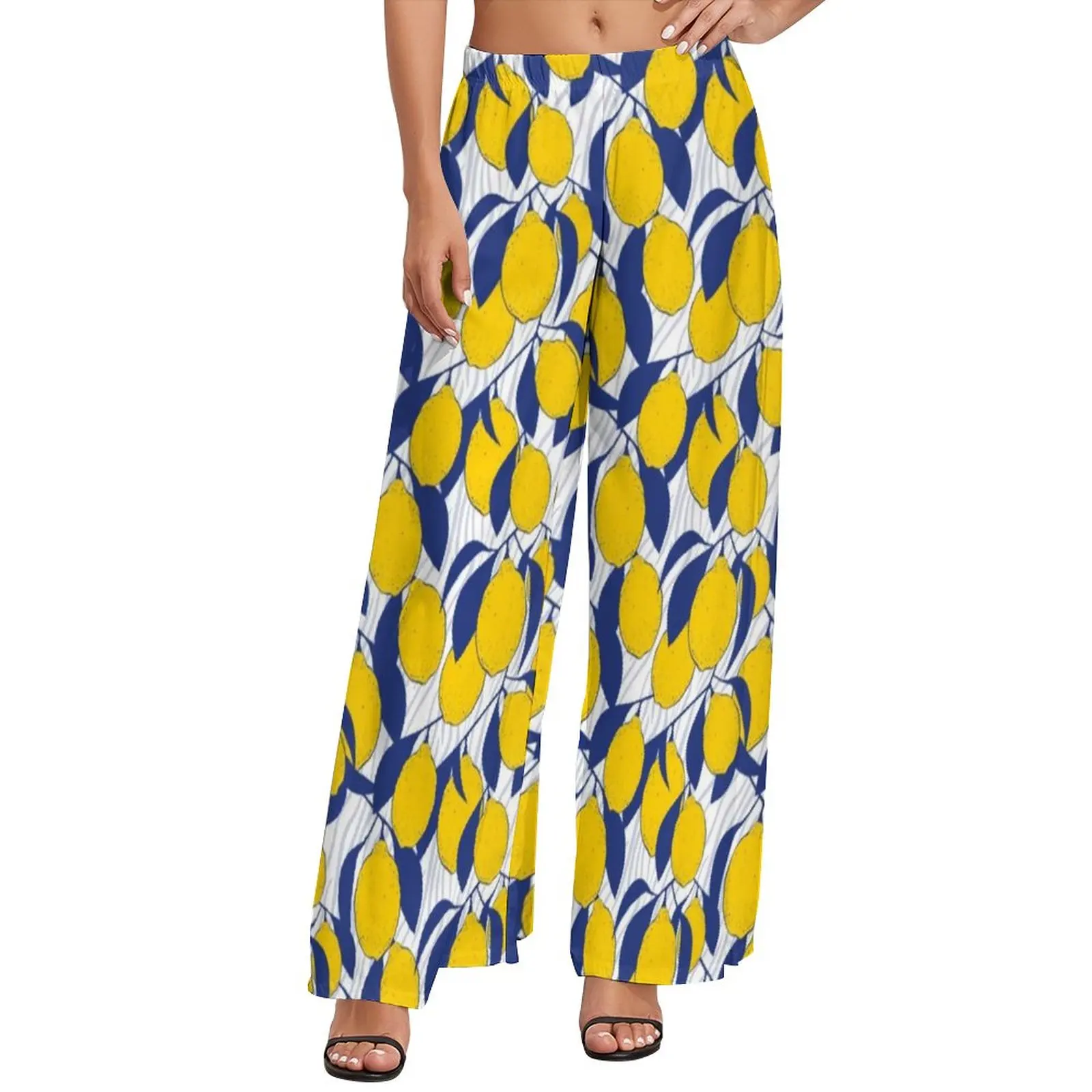 Брюки женские с принтом лимона |