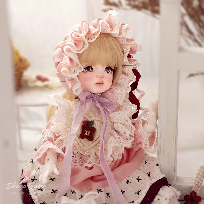 Фото Подлинная кукла Shuga Fairy 1/6 Bjd Thea, полный набор, кавайная античная кукла, розовая одежда, наряд Лолиты, макияж, фигурка из смолы, модель в подарок №3