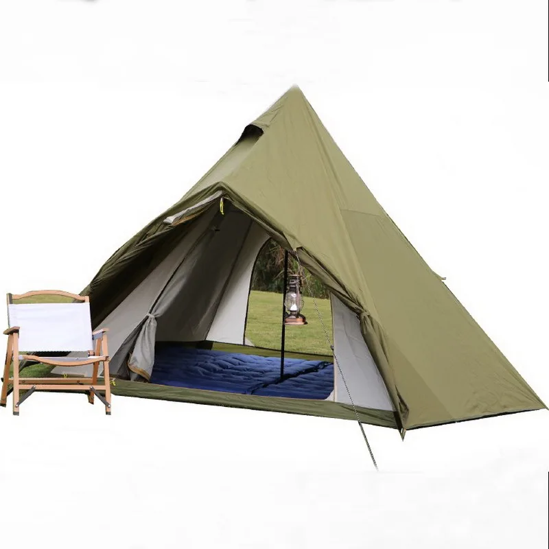 

Teepee Indian Pyramid Outdoor Tent Camping 2-3 Person Technology Brushed Cotton Anti Rain Beach BBQ Family Car Hiking Awning