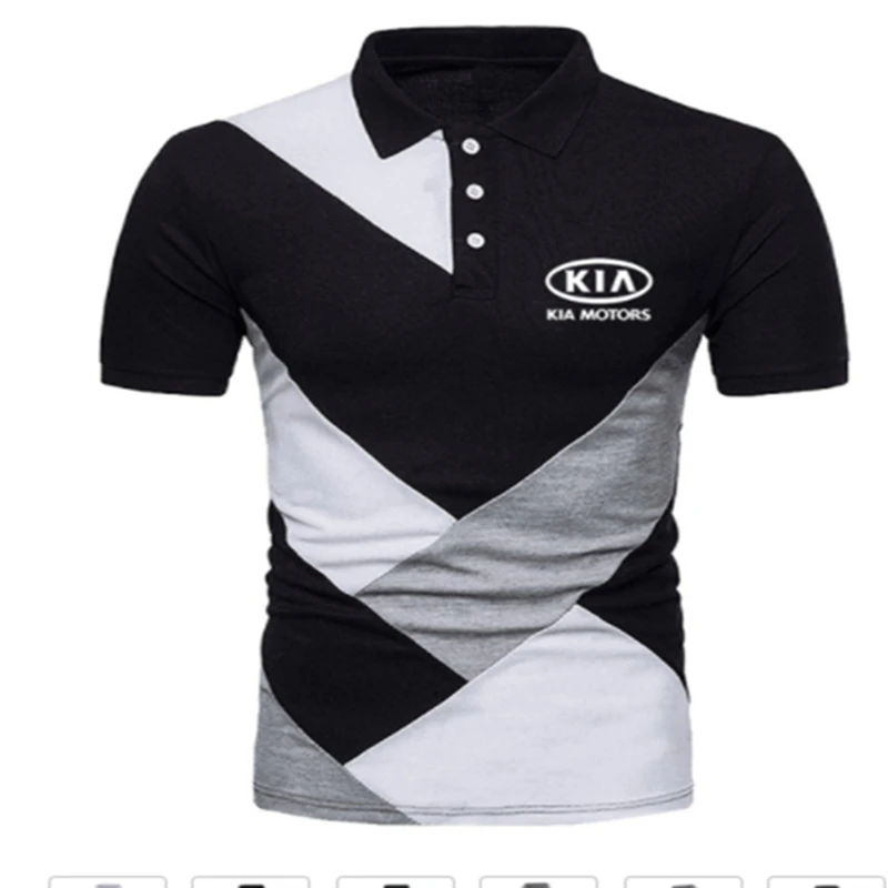 

NEW Fashion Summer Men's polo shirt KIA Logo Printing Splicing Casual short sleeve Cotton High Quality Men's tops
