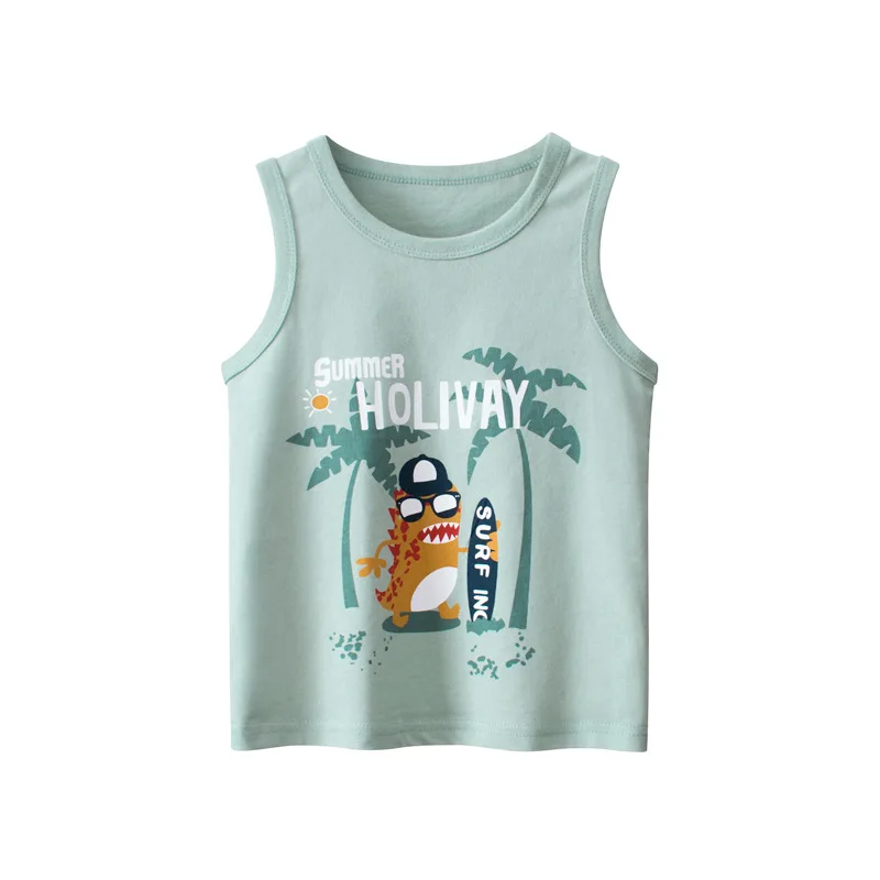 

2023 Summer New Kids Clothes Children's Sleeveless Bottom Shirt Cartoon Boys Vest Top Cotton T Shirt Dropshipping