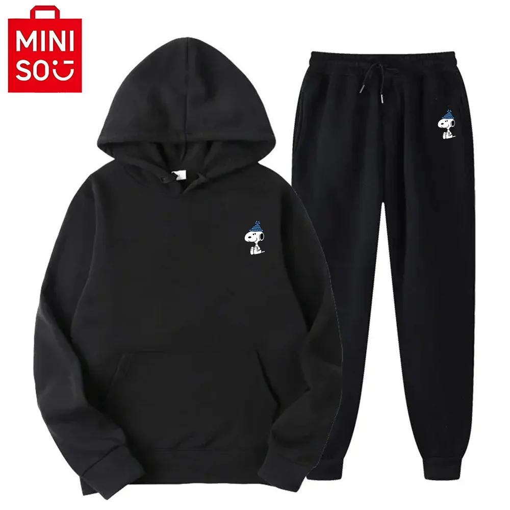 2024 Miniso модный уличный пуловер с капюшоном С Карманами Кенгуру длинными рукавами