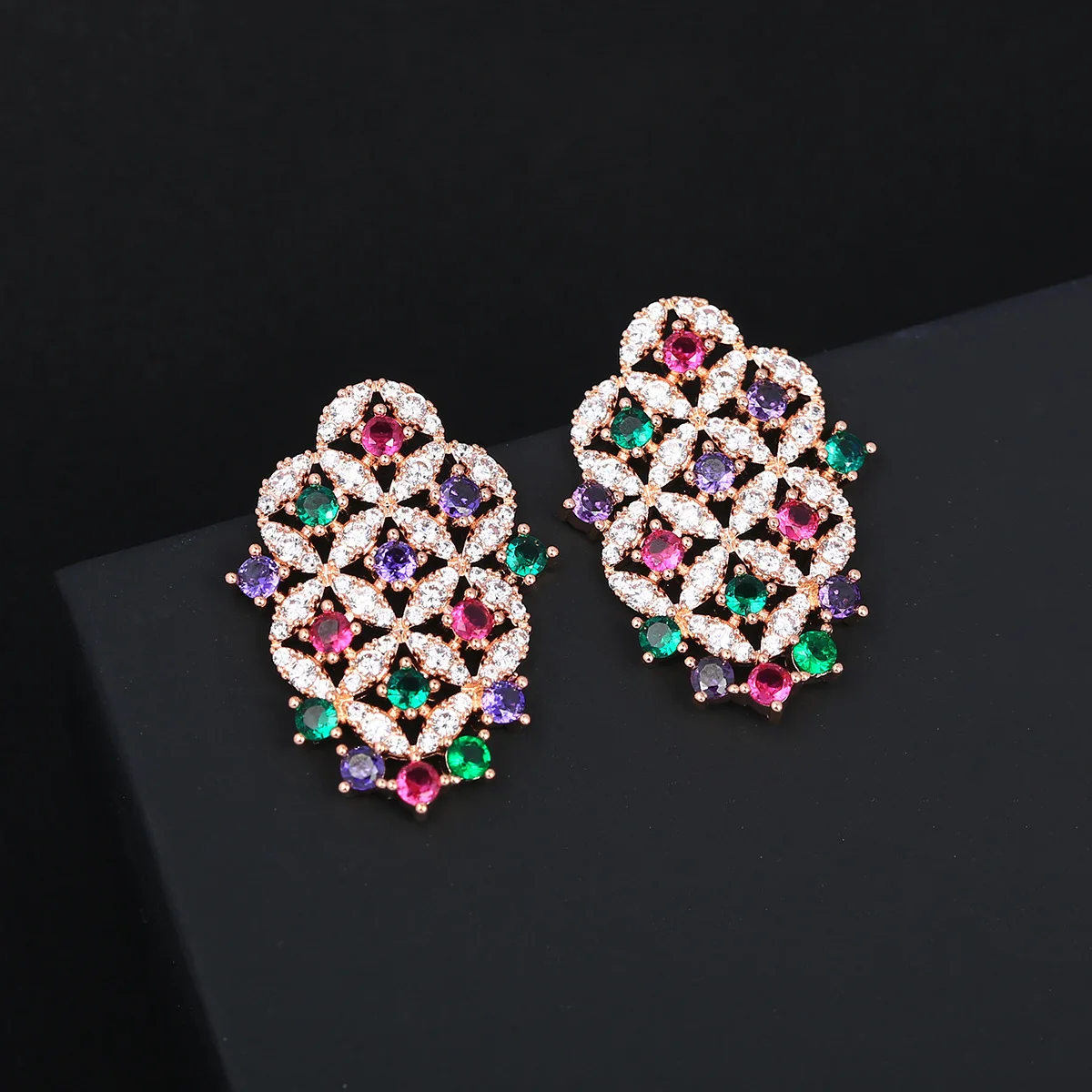

Bilincolor Light and Colorful Micro Set Zircon Earrings for Women or Girls’Gift