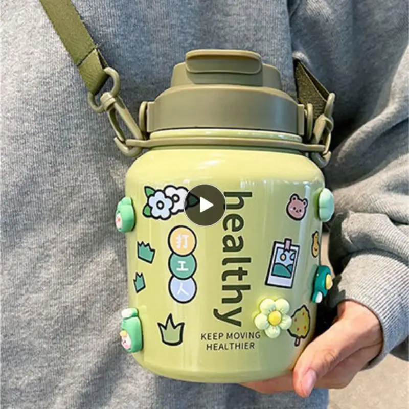 

Stainless Steel Cup Double Drink Big Belly Insulation Cup Cute Kettle Bottle Portable Kettle Large Capacity Thermos Cup
