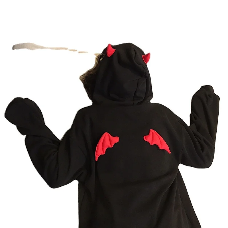 

Корейский вариант топа с вышивкой в виде крыла маленького дьявола на осень и зиму свободная плюшевая Толстовка женская мода