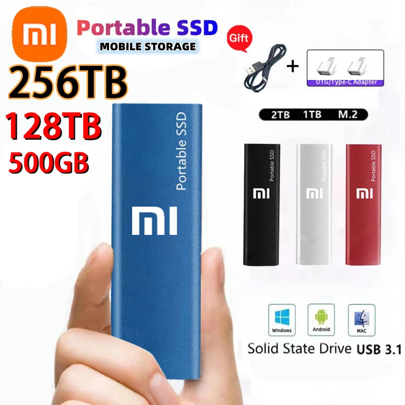 

Портативный SSD-накопитель Xiaomi, USB 3,1, 256 ТБ, 128 ТБ
