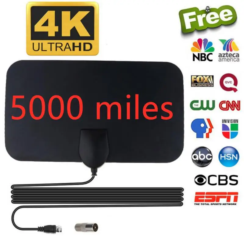 

HotTV Antenna 4K 8K 25DB High Gain HD TV DTV Box Digital EU Plug 5000 Miles Booster Active Indoor Aerial Flat Design TV Receiver